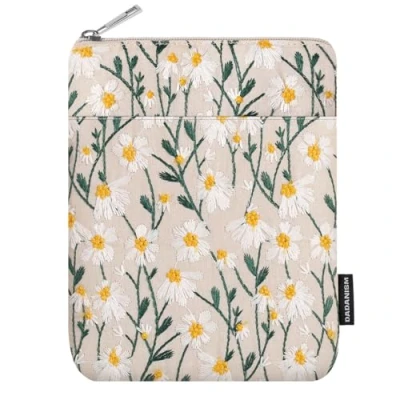 Abbildung von Dadanism 6 7&quot; Daisy Embroidery Tasche Sleeve Kompatibel mit 6&quot; Kindle 11. 2024 2022/10. 2019/8. 2016, 6,8&quot; Paperwhite 12. 2024/11. 10. 2021 2018, Kobo/Tolino eReader, Weiße Gänseblume
