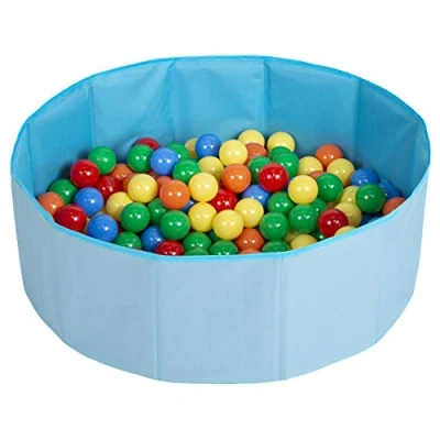 Abbildung von Selonis Faltbare Bällebad Mit 100 Bälle Für Kinder Haustiere Spielbad, Blau:Gelb/Grün/Blau/Rot/Orange