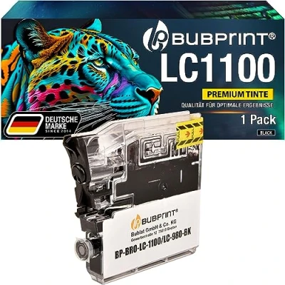 Abbildung von Bubprint Druckerpatrone kompatibel als Ersatz für Brother LC 1100BK 980BK DCP 145C 195C 375CW J715W MFC 490CW 5890CN 6490CW Schwarz