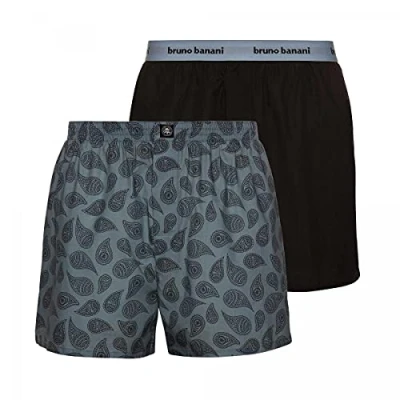 Abbildung von Bruno Banani Boxershorts Outlook Gr. XL 2er Set Anthrazit &amp; Grau Print Herren Unterhose Lang Elastischer Bund Atmungsaktive Unterwäsche Baumwolle