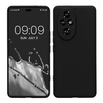 Abbildung von kwmobile Handyhülle kompatibel mit Honor 200 Pro Hülle Handy Case aus weichem Silikon in Schwarz matt