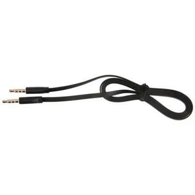 Abbildung von SYSTEM S 4 poliges 2X 3.5 mm Klinke auf TRRS Audio Stereo AUX Headset Kabel Flachkabel 100 cm in Schwarz
