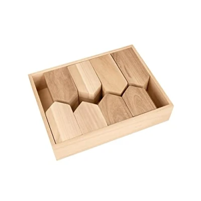 Abbildung von 8 Häuser Holz + Tablett 24 x 18 5,5 cm