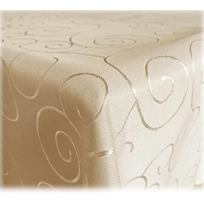 Abbildung von JEMIDI Tischdecke Ornamente Seidenglanz Edel Tisch Decke Tafeldecke 31 Größen und 7 Farben Creme 130x220