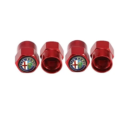 Abbildung von Aluminiumlegierung Auto Rad Reifen Ventilkappen Staub Zubehör für Alfa Romeo 159 Giulietta 147 Mito Giulia 156 166 GT Stelvio Tonale,B Red Style