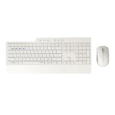 Abbildung von Rapoo Kabellose Tastatur und Maus mit portugiesischer QWERTZ Bluetooth Multimodetechnologie 2,4 GHz, optische 1600 DPI weiß