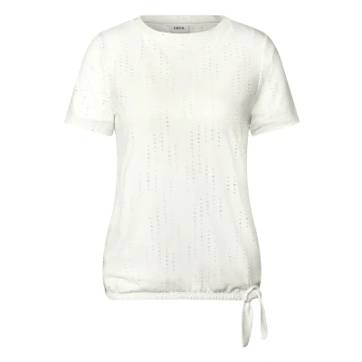 Abbildung von Cecil Struktur MIT Lochmuster Tshirt basic, Damen, Größe: Small, Weiß