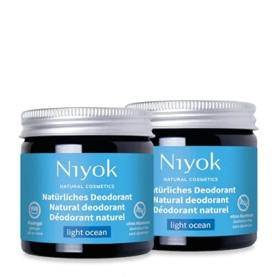 Abbildung von Niyok® 2 in 1 anti transpirante Deocreme &quot;Light Ocean&quot; (2x40ml) Natürliches Deo ohne Aluminium 24h Schutz vor Geruch &amp; Schweiß Deodorant Creme Unisex Feste vegan