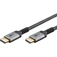 Abbildung von goobay 65265 Displayport Kabel 1.4 / Auflösung bis 8K@60Hz (UHD) 32,4 Gbit/s für Reduzierung von Übertragungsfehlern/Gaming &amp; Video Streaming/Vergoldete Stecker beugen Korrosion vor/Grau 2m