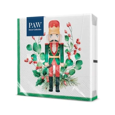 Abbildung von PAW Servietten 3 lagig (33 x 33 cm) I 20 Stück Papierservietten Bunt Perfekt für den Weihnachtstisch Weihnachten, Winter, Schnee Composition With Nutcracker