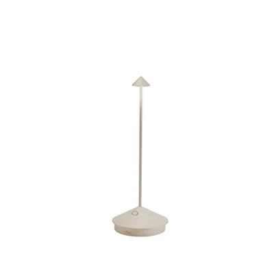 Abbildung von Zafferano, Pina Lampe, Wiederaufladbare und Kabellose Tischlampe mit Touch Control, Geeignet für den Innen Außenbereich, Dimmer, 2200 3000 K, Höhe 29 cm, Farbe Sand