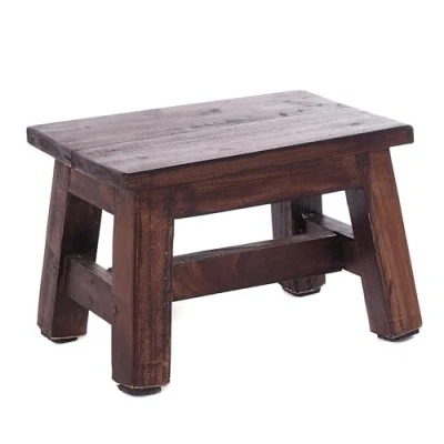 Abbildung von DESIGN DELIGHTS Holz HOCKER Monte 30x20x21 cm (BxTxH), Mahagoni Massivholz Rustikaler Blumenhocker, Pflanzenhocker, Beistellhocker, Dekohocker, Schemel Farbe: 03 Dunkelbraun