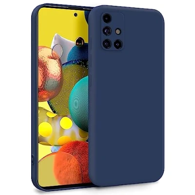 Abbildung von MyGadget Silikon Hülle kompatibel mit Samsung Galaxy A51 5G Zweilagige Handyhülle Kameraschutz Cover Innenfutter &amp; außen Dunkelblau
