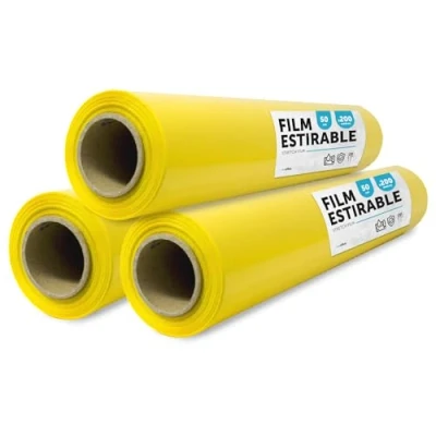 Abbildung von Gelbe Verpackungsfolie, Kunststoff, gelb, für Verpackung von Umzugskartons, zum Schutz Möbeln und Lieferungen, Maße 50 cm x 200 m, dehnbar, m office (gelb, 3 Stück)