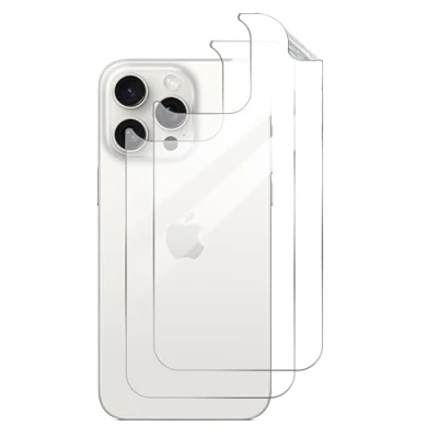 Abbildung von GIOPUEY Rückseite Folie Kompatibel mit iPhone 15 Pro, Hochwertige Materialien Dünn Weiches TPU Pro Schutzfolie Clear [2 Stück]