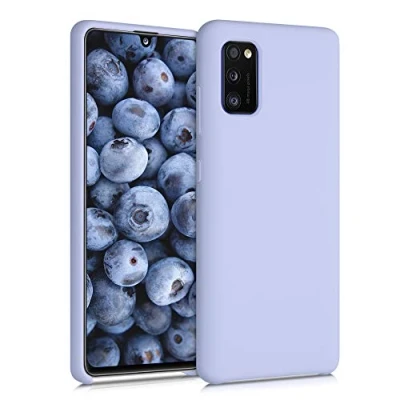 Abbildung von kwmobile Hülle kompatibel mit Samsung Galaxy A41 Silikon Handy Case Handyhülle weiche Oberfläche kabelloses Laden Pastell Lavendel