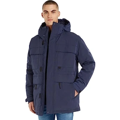 Abbildung von Tommy Jeans Hooded Padded Multi Pocket Wintermantel, Herren, Größe: Small, Twilight navy