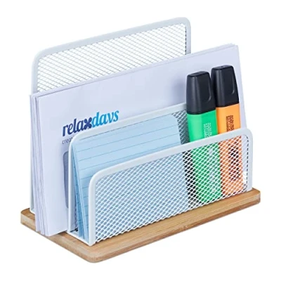 Abbildung von relaxdays Briefablage Briefhalter Metall &amp; Bambus