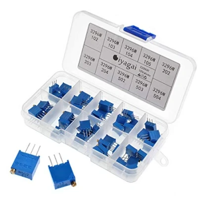 Abbildung von Oiyagai 100 Stück 3296 Potentiometer Sortiment Kit 10 Werte Bereich 1K bis 500k Ohm