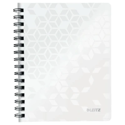 Abbildung von Leitz WOW Collegeblock in A5 Format, 80 Blatt, Kariert, Elfenbeinfarbiges Papier (80 g/m2), Spiralbindung, Perlweiß, WOW, 46410001