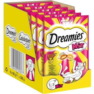 Abbildung von Dreamies Mix Katzensnacks mit Rind &amp; Käse Außen knusprig innen cremig 6 x 60g