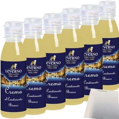 Abbildung von Leverno Crema Al Condimento Bianco weiße Balsamico Creme 6er Pack (6x180g Flasche) + usy Block