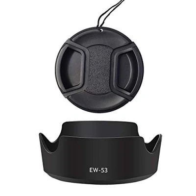 Abbildung von Gegenlichtblende für EW 53 und 49 mm Objektivdeckel Canon M50II M50 M10 M6 Kit EF M 15 45 F/3.5 6.3 STM IS Objektiv (1+1 Pack)