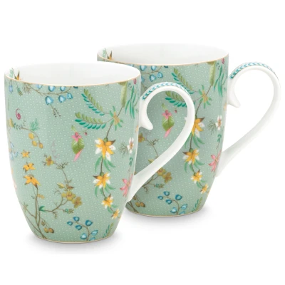 Abbildung von PIP STUDIO Jolie Flowers Blue Becher mit Henkel gross Set2