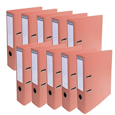 Abbildung von Exacompta 53705E 10er Pack Premium PVC Ordner Prem&#039;Touch Pastell. 7 cm breit DIN A4 Ringordner Aktenordner Briefordner Büroordner Plastikordner Schlitzordner Pastelllachs