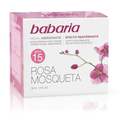 Abbildung von Babaria Crema Facial Hidratante Antiarrugas, Efecto Lifting, Con Aceite de Rosa Mosqueta, Vitamina E y C, 87% Ingredientes Naturales, Vegano 50 ml