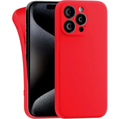 Abbildung von MyGadget Hülle Kompatibel mit iPhone 15 Pro Max robuste Silikon Schutzhülle TPU Case Slim Silikonhülle Back Cover Kratzfest Handyhülle Matt Rot