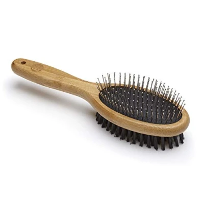 Abbildung von Mikki 6280015 Bambus Kombibürste Für glattes kurzes und mittellanges Fell, Hunde Katzen, Hergestellt aus nachhaltigem BambusFür die Pflege von struppigem Groß, L, 105 g