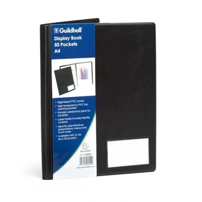 Abbildung von Exacompta CDB50Z 2er Pack Sichtmappe Guildhall DIN A4 aus blickdichtem 1,4mm starkem Kunststoff 50 Klarsichthüllen 100 Sichten schwarz Perfekt für die Schule und das Büro Aktenhülle Prospekthülle