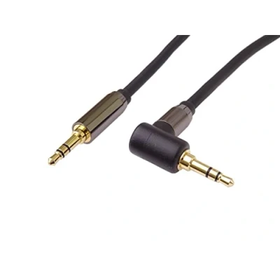 Abbildung von PremiumCord Stereo HQ Klinkenkabel 3,5mm, Klinkenstecker StereoJack Stecker auf 90, Aux Headset Audio Verbindungskabel, Geschirmt, Metallverbinder, M/M, Länge 5 m