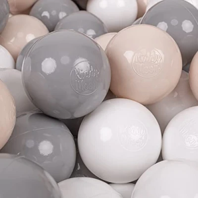 Abbildung von KiddyMoon 200 Bälle/7Cm Kinder Bälle Spielbälle Für Bällebad Baby Einfarbige Plastikbälle Made In EU, Pastellbeige/Grau/Weiß