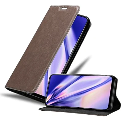 Abbildung von Cadorabo Hülle kompatibel mit Realme 6 4G / 6s aus Premium Kunst Leder Flip Klappbare Stoßfeste Magnetische [Standfunktion] [Kartenfächern] Cover für Tasche in Braun