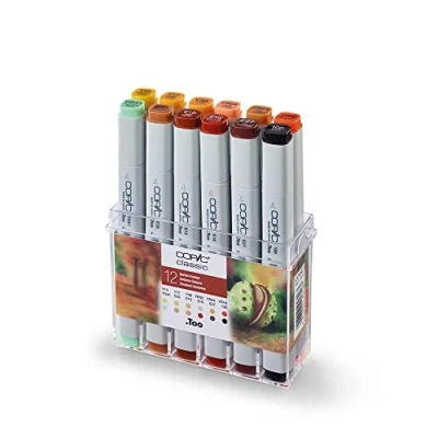 Abbildung von COPIC Classic Set &quot;Herbst Farben&quot;, 12er im Acryl Display, Twin Marker mit einer mittelbreiten und feinen Spitze