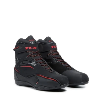 Abbildung von TCX Zeta Waterproof, Herren Motorradschuhe, Sportlich und Wasserdicht, Stadttauglicher Schuh, Obermaterial aus Mikrofaser, Schnürung Klettverschluss, Schwarz/Rot