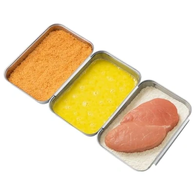 Abbildung von Navaris Panierschale Edelstahl Panier Set, 3 teilig, für Schnitzel/Fleisch/Fisch, Edelstahl, (1 tlg)