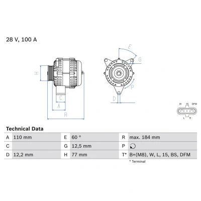 Abbildung von Drehstromgenerator BOSCH 0 986 042 390