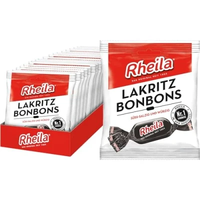 Abbildung von Rheila Lakritzbonbons 1.000g zuckerhaltige Lutschbonbons mit Karamell Laktosefrei wohltuender markanter Geschmack süß salzig &amp; würzig im (20x50 g)