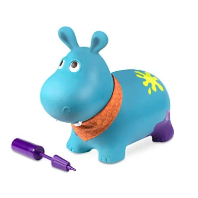 Abbildung von B. toys Hüpftier Hippo mit Handpumpe 42cm Aufblasbarer Blauer Hüpfball in Tierform für Kinder ab 18 Monaten (3 Teile)