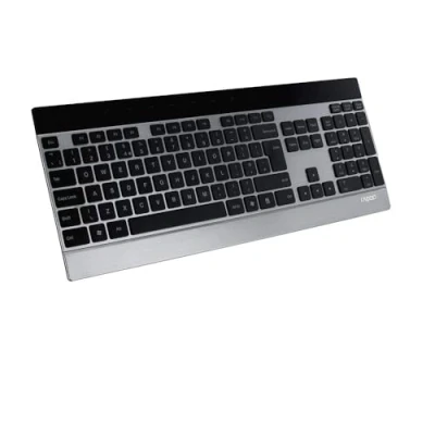 Abbildung von Rapoo E9270P kabellose Tastatur wireless Keyboard ultraflaches 4 mm Tastaturdesign aus Edelstahl und Aluminium 9 Monate Batterielaufzeit DE Layout QWERTZ PC &amp; Mac schwarz/silber