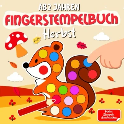 Abbildung von Fingerstempelbuch ab 2 jahren Herbst: Fingerstempel Buch Fingerstempeln, Malen und Basteln Herbst kinder Bastelbuch für Jungen Mädchen