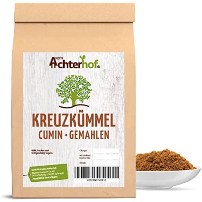 Abbildung von Kreuzkümmel gemahlen 500g fein gemahlenes Pulver kräftig, würziger Geschmack beliebtes Gewürz bei Ayurveda ideal für arabische sowie indische Speisen vom Achterhof