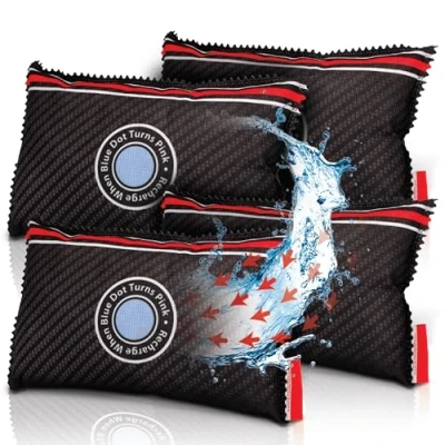 Abbildung von PINGI Car Dehumidifier Bag 4x 350g Absorbs Moisture, Damp, &amp; Condensation on Windscreens Interior 100% Leakproof Reusable Dashboard Remover