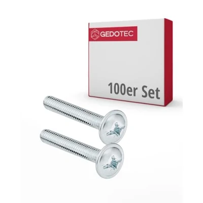 Abbildung von Gedotec Möbelschrauben M4 Stahl verzinkt H10644 100 Stück Griffschrauben für Möbelgriffe Möbelverbinder x 55 mm Gewindeschrauben Möbelgriffschrauben Verbindungsschrauben Schränke