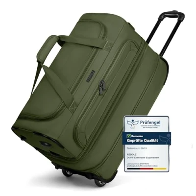 Abbildung von REDOLZ 2 Rollen MEDIUM Trolley Reisetasche Volumen mit Dehnfalte erweiterbar von 51 auf 64 Liter für Männer &amp; Frauen (55 cm, extra Bodenfach)