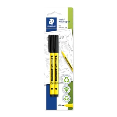Abbildung von STAEDTLER Noris writing pen 307, Fineliner mit stabiler, eindrucksicherer Spitze, Gehäuse aus 97% recyceltem Plastik, Linienbreite F Fein, 307 9 BK2