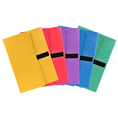 Abbildung von Exacompta 740E Aktenmappe mit dehnbarem Rücken und stabilem Einband aus Colospan Karton Verschluss DIN A4, ideal für die Aufbewahrung Ihrer Dokumente 1 Stück Zufallsfarbe